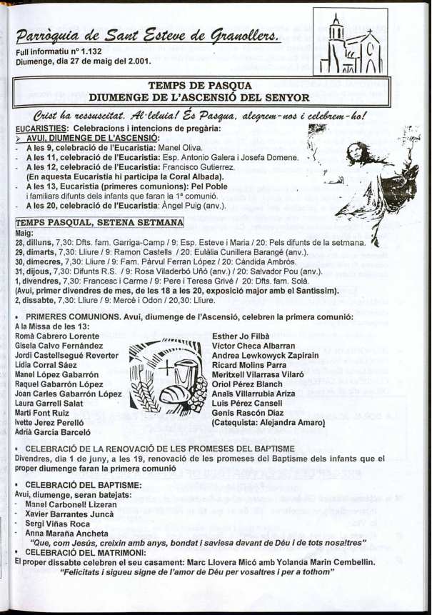 Parròquia de Sant Esteve, 27/5/2001 [Issue]