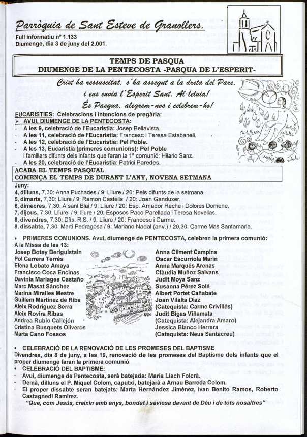 Parròquia de Sant Esteve, 3/6/2001 [Issue]