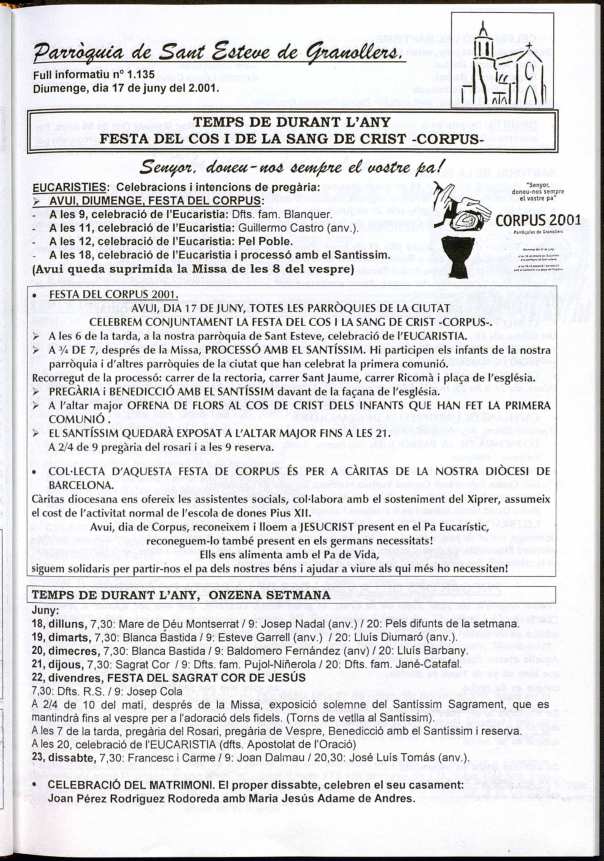 Parròquia de Sant Esteve, 17/6/2001 [Issue]