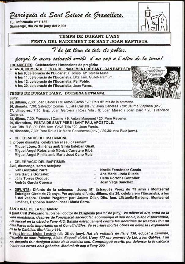 Parròquia de Sant Esteve, 24/6/2001 [Issue]