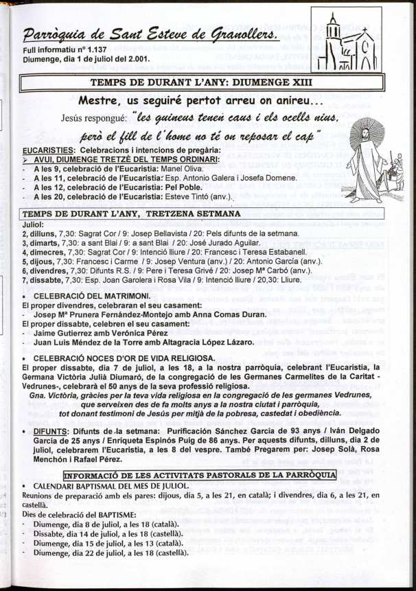 Parròquia de Sant Esteve, 1/7/2001 [Ejemplar]