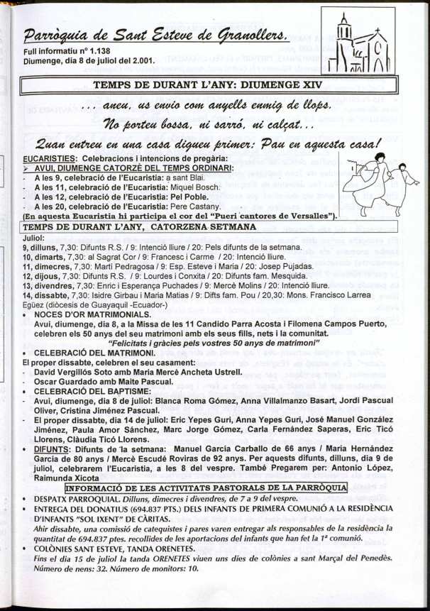 Parròquia de Sant Esteve, 8/7/2001 [Issue]