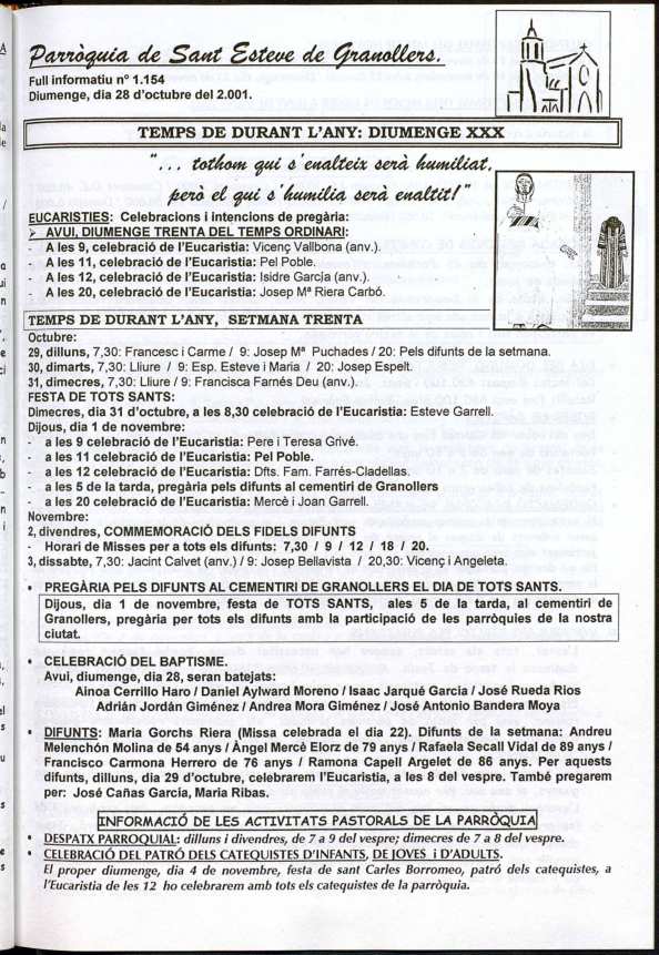 Parròquia de Sant Esteve, 28/10/2001 [Issue]