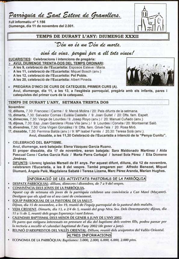Parròquia de Sant Esteve, 11/11/2001 [Issue]