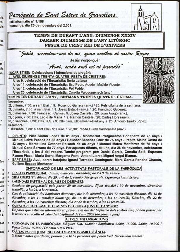 Parròquia de Sant Esteve, 25/11/2001 [Issue]