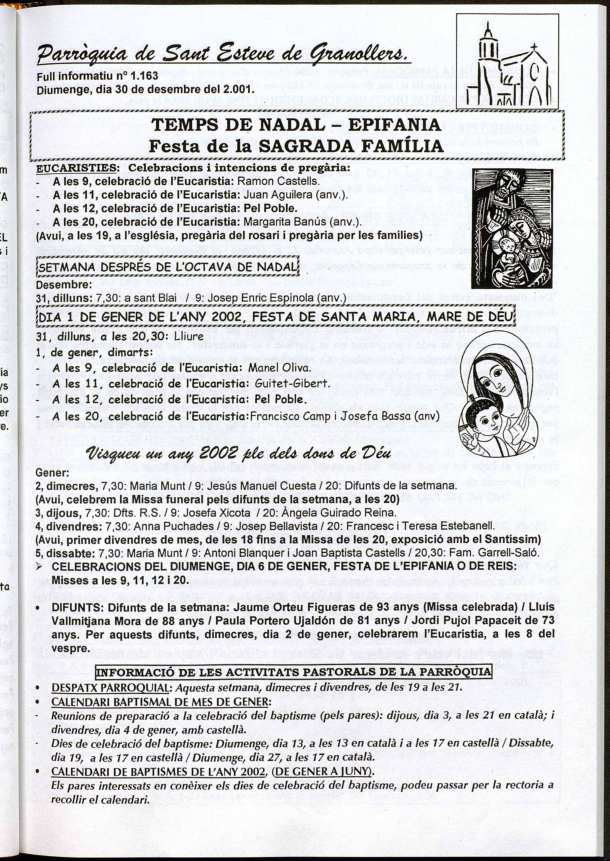 Parròquia de Sant Esteve, 30/12/2001 [Ejemplar]