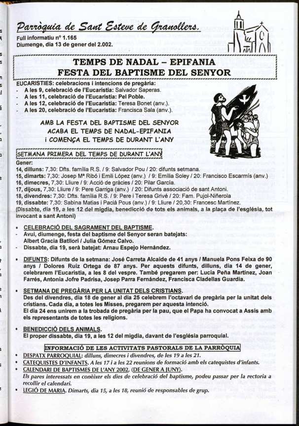 Parròquia de Sant Esteve, 13/1/2002 [Issue]