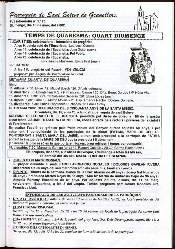 Parròquia de Sant Esteve, 10/3/2002 [Issue]
