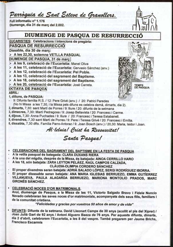 Parròquia de Sant Esteve, 31/3/2002 [Issue]