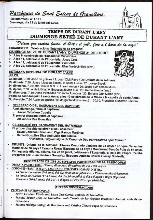 Parròquia de Sant Esteve, 21/7/2002 [Issue]