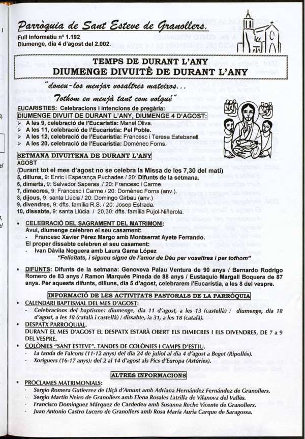 Parròquia de Sant Esteve, 4/8/2002 [Issue]