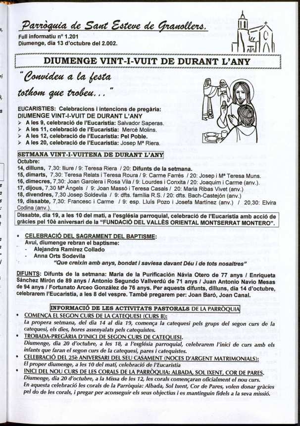 Parròquia de Sant Esteve, 13/10/2002 [Issue]