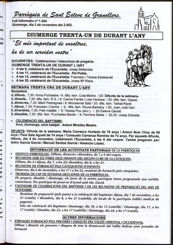 Parròquia de Sant Esteve, 3/11/2002 [Issue]