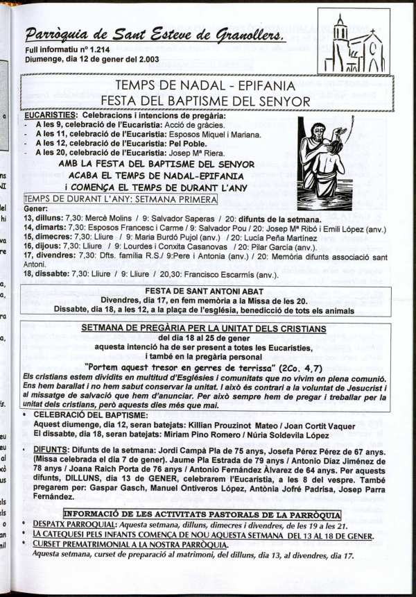 Parròquia de Sant Esteve, 12/1/2003 [Issue]