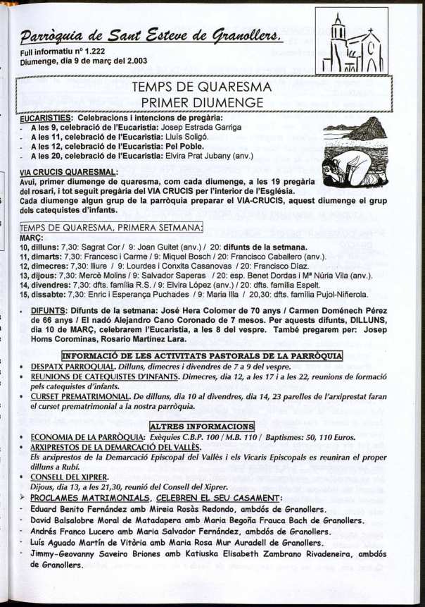 Parròquia de Sant Esteve, 9/3/2003 [Issue]