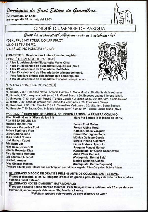 Parròquia de Sant Esteve, 18/5/2003 [Issue]