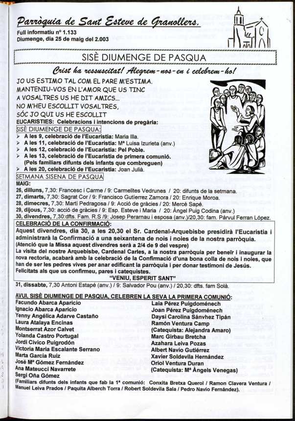 Parròquia de Sant Esteve, 25/5/2003 [Ejemplar]