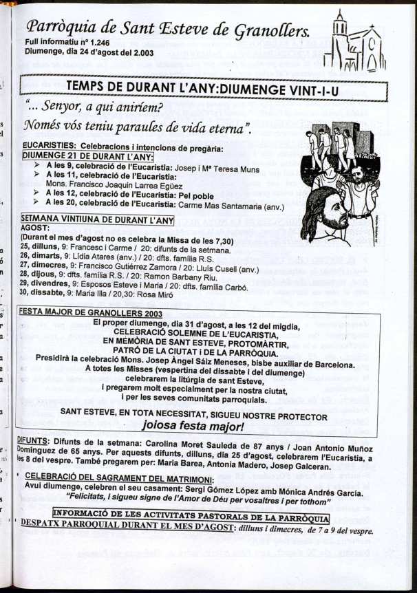 Parròquia de Sant Esteve, 24/8/2003 [Ejemplar]