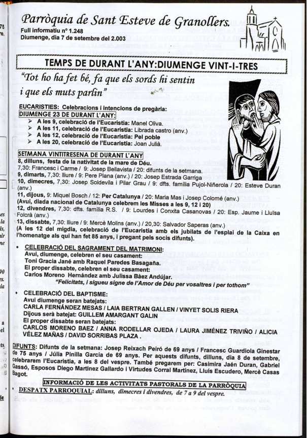 Parròquia de Sant Esteve, 7/9/2003 [Issue]
