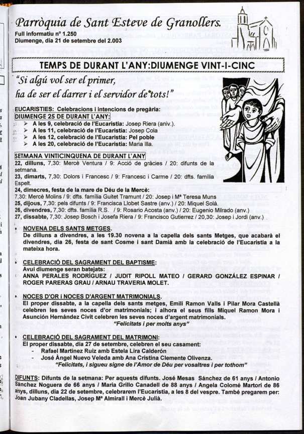 Parròquia de Sant Esteve, 21/9/2003 [Issue]