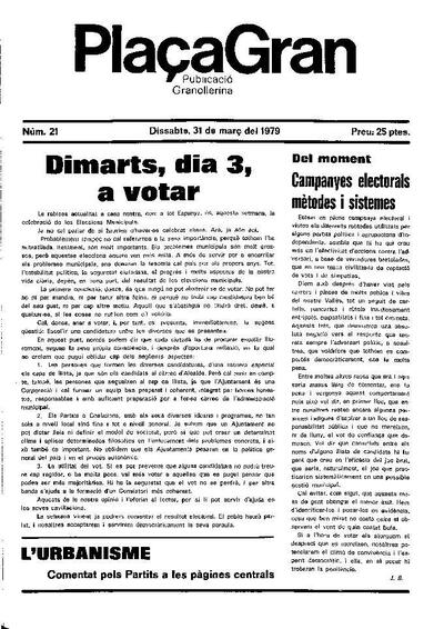 Plaça Gran, 31/3/1979 [Issue]