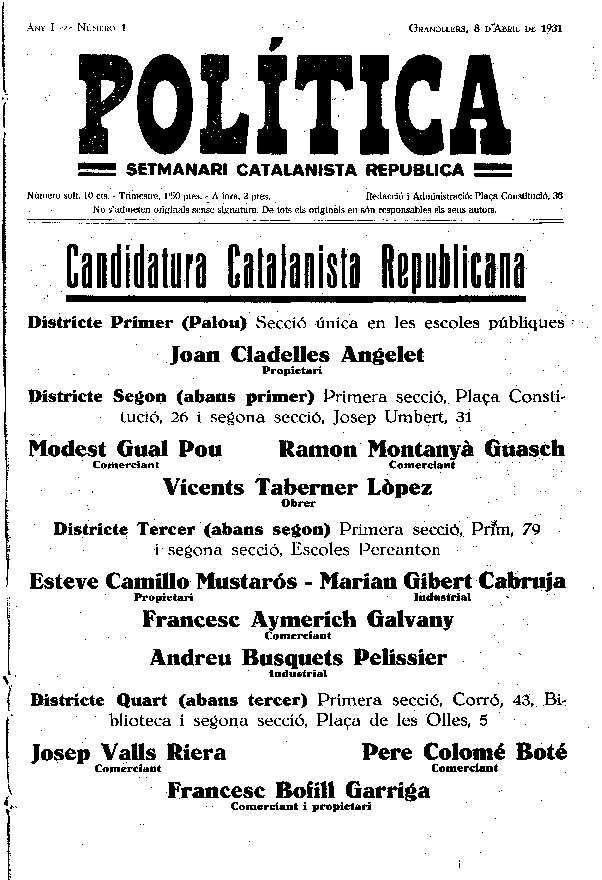 Política, 8/4/1931 [Ejemplar]