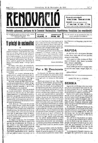 Renovació, 26/11/1916 [Issue]