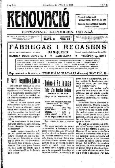 Renovació, 29/4/1917 [Issue]