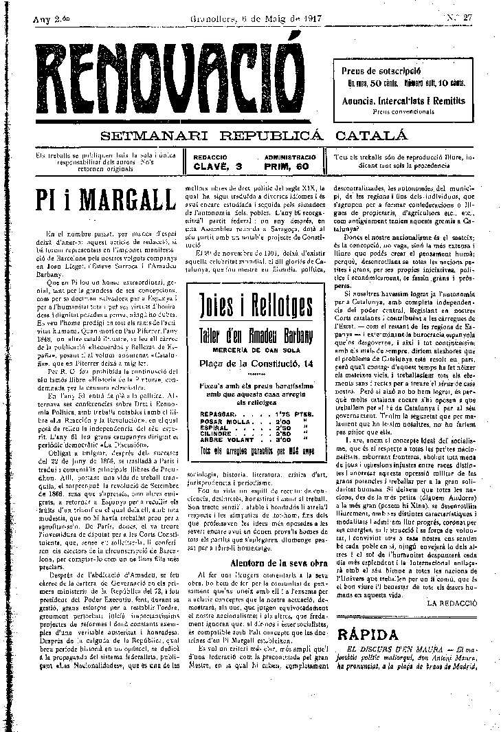Renovació, 6/5/1917 [Issue]