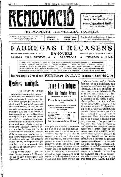 Renovació, 20/5/1917 [Issue]