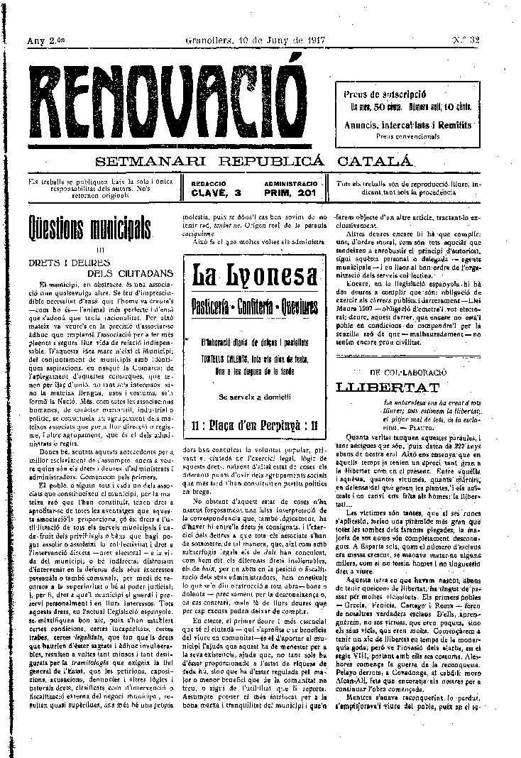 Renovació, 10/6/1917 [Issue]