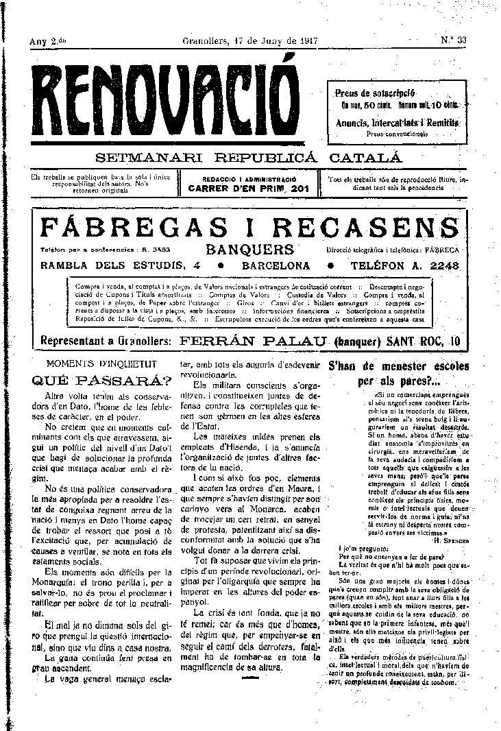Renovació, 17/6/1917 [Issue]