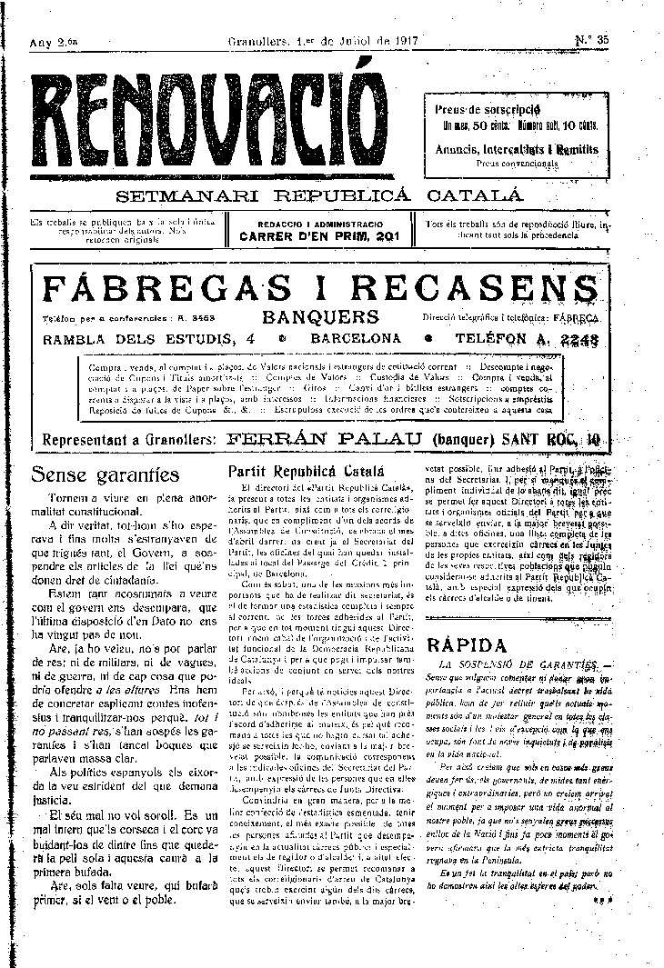 Renovació, 1/7/1917 [Issue]