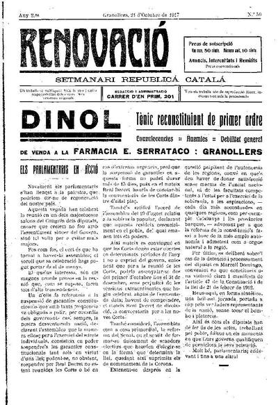 Renovació, 21/10/1917 [Exemplar]