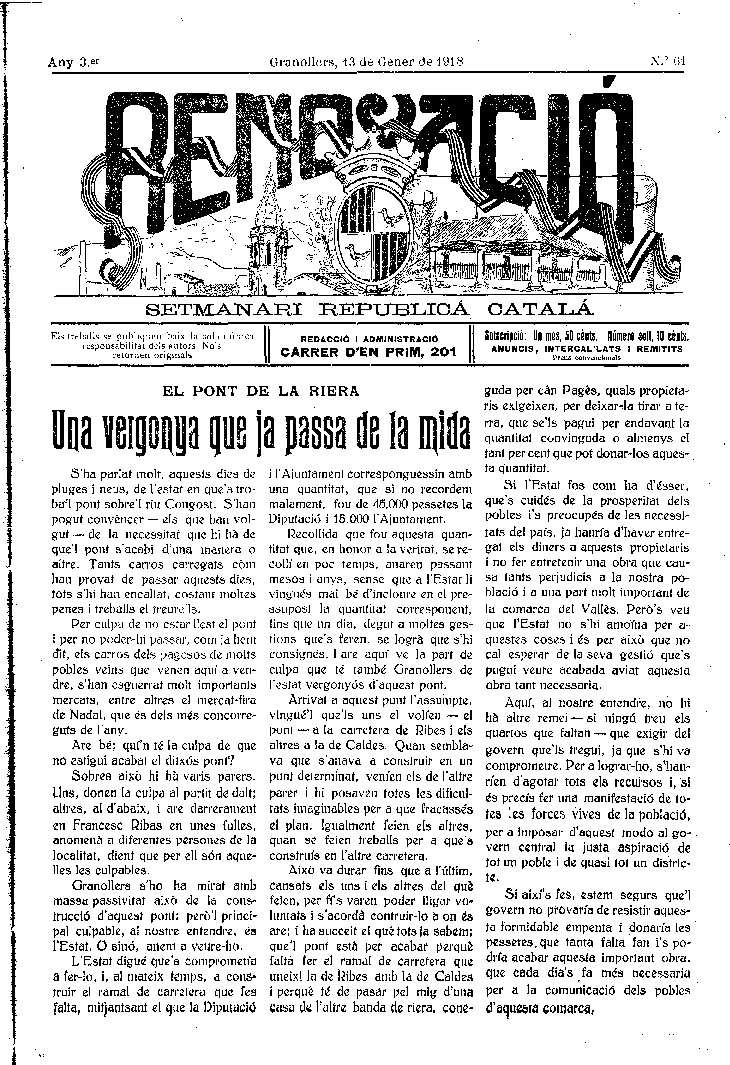 Renovació, 13/1/1918 [Issue]