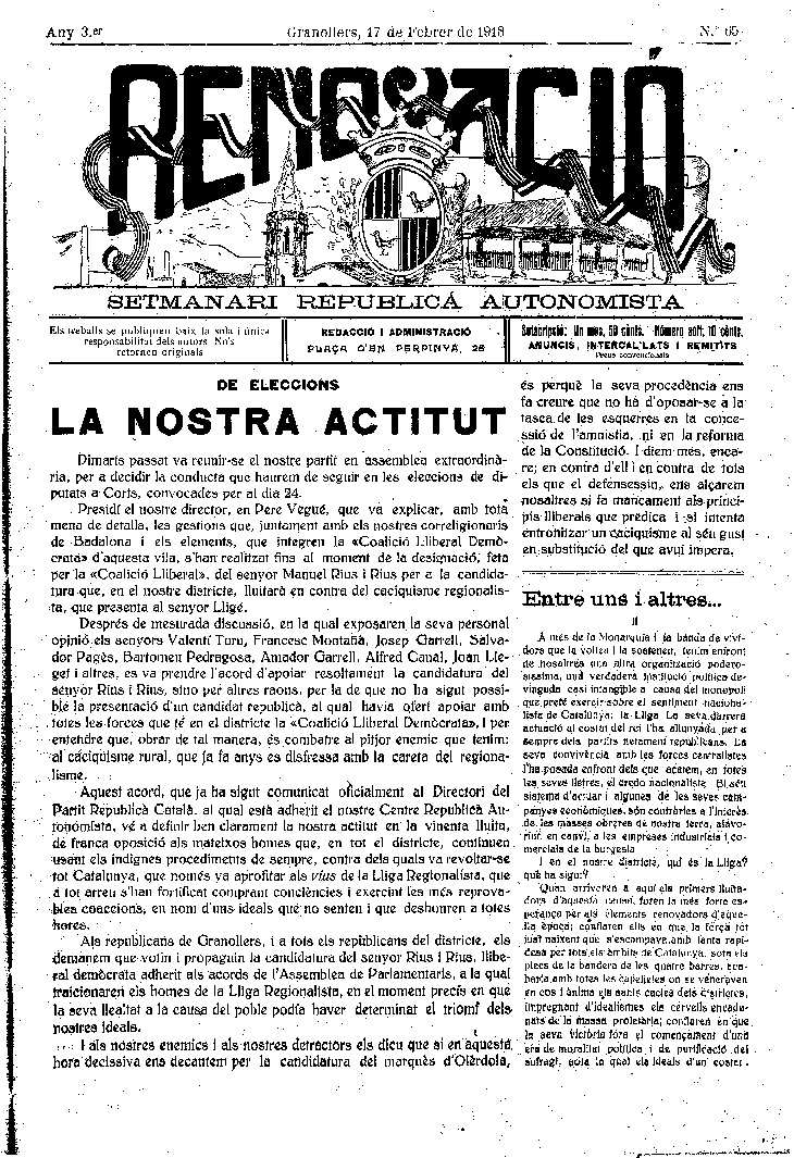 Renovació, 17/2/1918 [Issue]