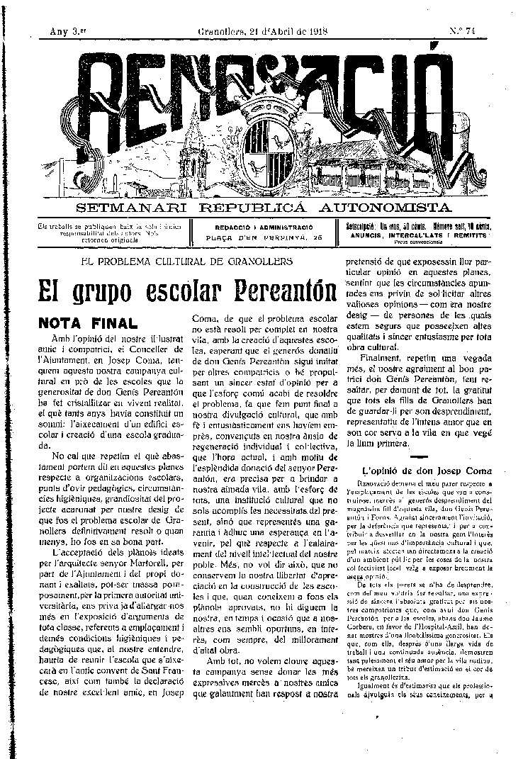 Renovació, 21/4/1918 [Issue]