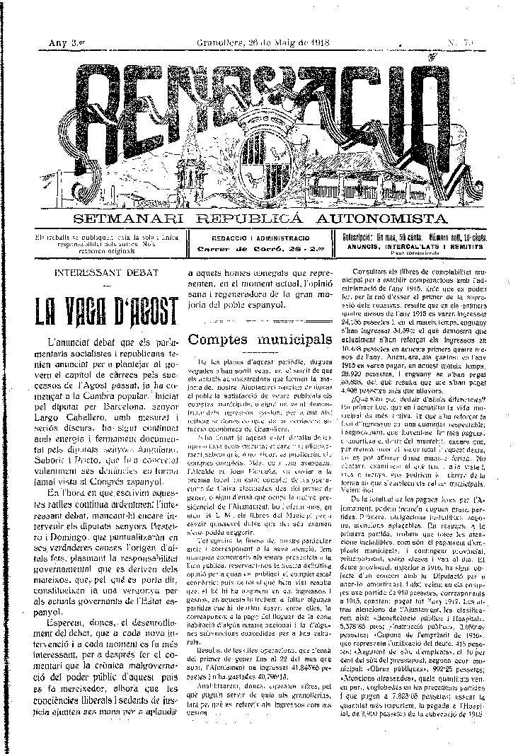 Renovació, 26/5/1918 [Issue]
