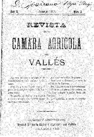 Revista de la Càmara Agrícola del Vallès, 1/1/1902 [Issue]