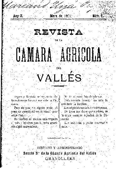 Revista de la Càmara Agrícola del Vallès, 1/3/1902 [Issue]