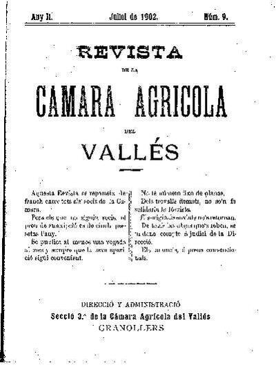 Revista de la Càmara Agrícola del Vallès, 1/7/1902 [Ejemplar]