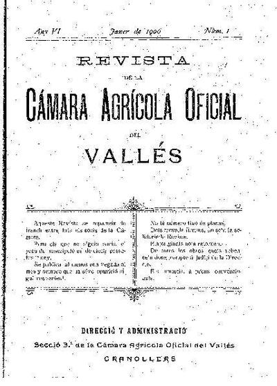 Revista de la Càmara Agrícola del Vallès, 1/1/1906 [Issue]