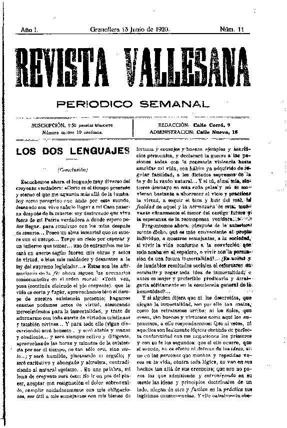 Revista Vallesana, 13/6/1920 [Exemplar]