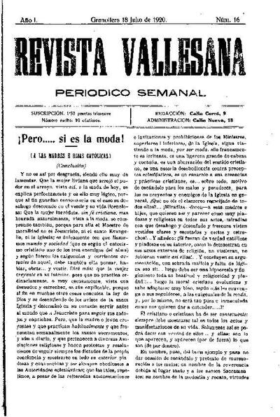 Revista Vallesana, 18/7/1920 [Exemplar]