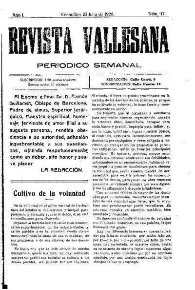 Revista Vallesana, 25/7/1920 [Ejemplar]