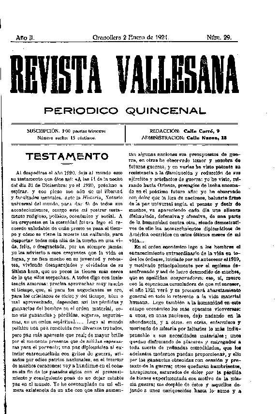 Revista Vallesana, 2/1/1921 [Issue]