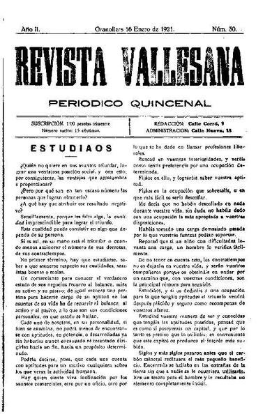 Revista Vallesana, 16/1/1921 [Ejemplar]