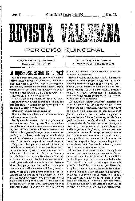 Revista Vallesana, 6/2/1921 [Ejemplar]
