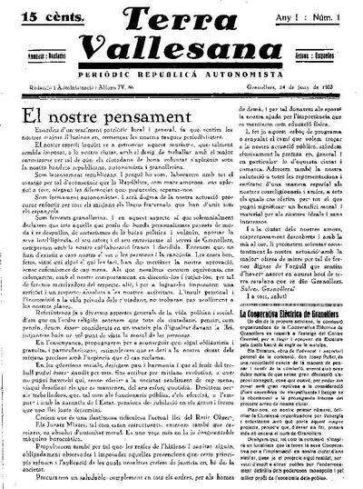 Terra Vallesana, 24/6/1933 [Issue]