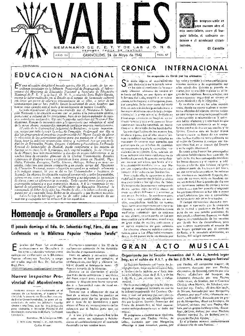 Vallés, 24/5/1942 [Issue]